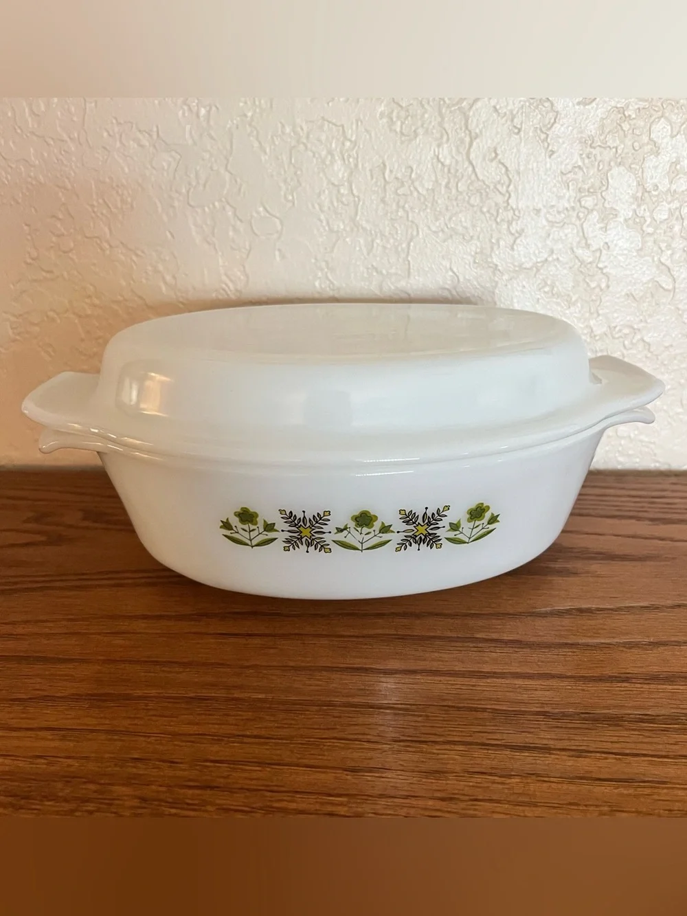 Vintage Anchor Hocking Fire King Milk Glass Casserole Dish with Lid